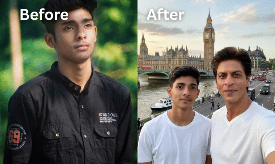 📸 AI Selfie Portrait – Me & Shah Rukh Khan at Big Ben London