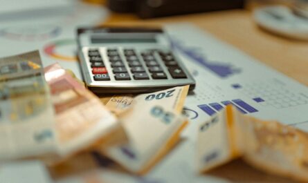 Spreadsheet and money concept for tracking monthly household expenses