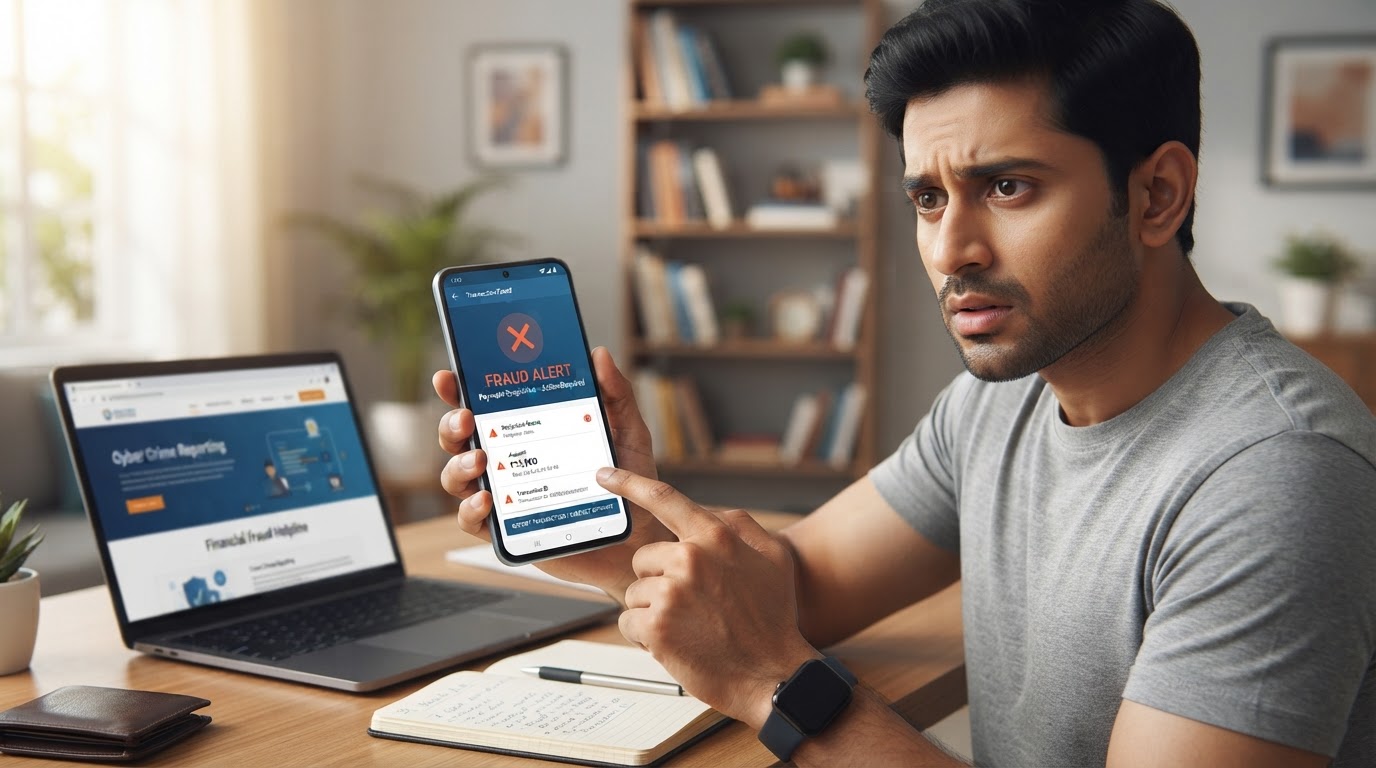 Indian smartphone payment fraud warning and steps to respond after a UPI scam